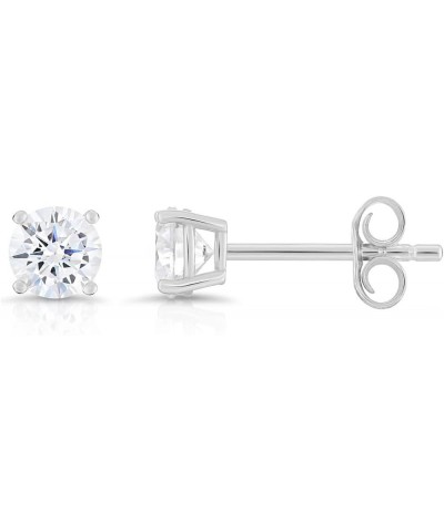 Sterling Silver Round CZ Stud Earrings, Butterfly Push-Back 4mm Silver $9.02 Earrings