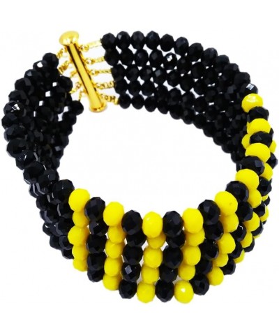 10 Rows African Beads Jewelry Set for Women Nigerian Wedding Bridal Jewelry Sets Black and Opaque Yellow $24.29 Jewelry Sets