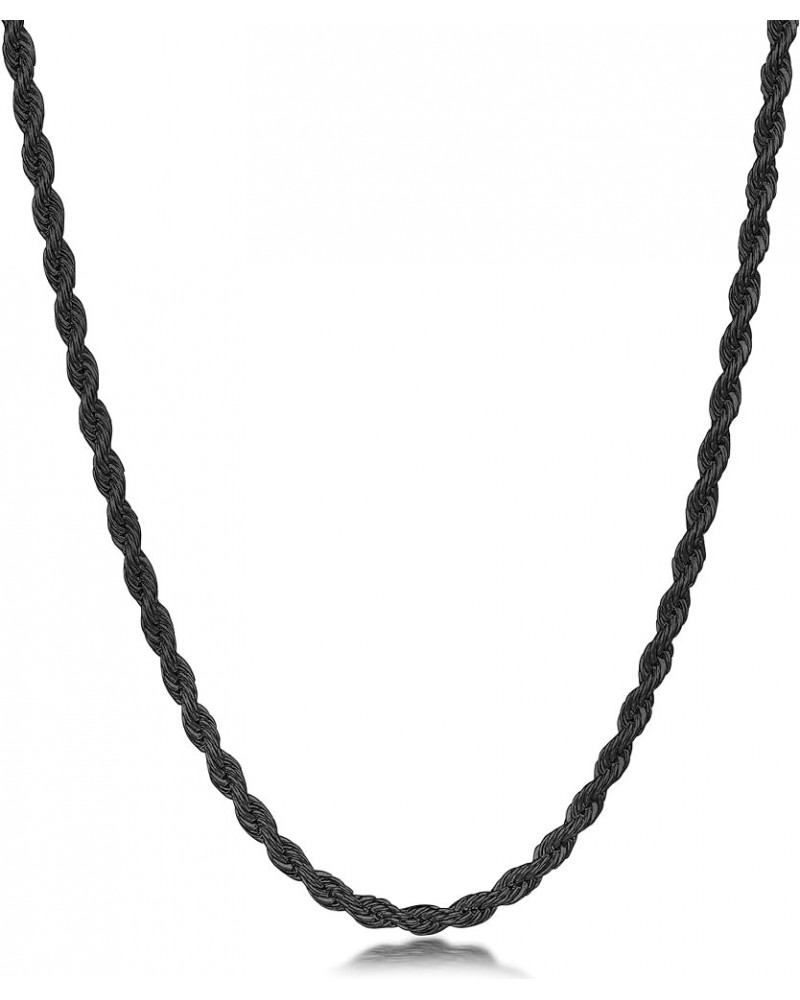 Black Rope Chain for Men, Mens Chain Necklaces, Rope Chain Necklaces for Men Women and Boy 2.5/3mm 22.0 Inches Black 3mm $12....