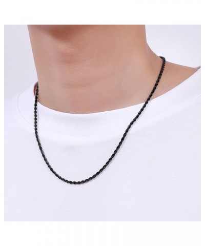 Black Rope Chain for Men, Mens Chain Necklaces, Rope Chain Necklaces for Men Women and Boy 2.5/3mm 22.0 Inches Black 3mm $12....