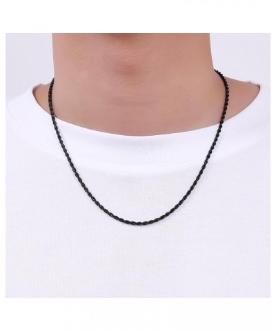 Black Rope Chain for Men, Mens Chain Necklaces, Rope Chain Necklaces for Men Women and Boy 2.5/3mm 22.0 Inches Black 3mm $12....