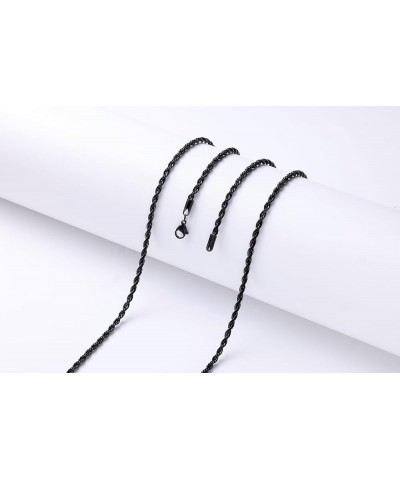 Black Rope Chain for Men, Mens Chain Necklaces, Rope Chain Necklaces for Men Women and Boy 2.5/3mm 22.0 Inches Black 3mm $12....