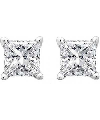 Princess cut Diamond Stud (IGI Certified (0.70ct & up) ScrewBack 14K from (0.04ct - 2.00ct, Clarity-I3) White Gold 0.55 carat...