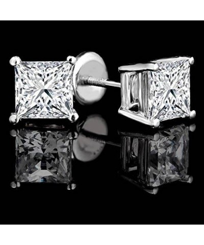 Princess cut Diamond Stud (IGI Certified (0.70ct & up) ScrewBack 14K from (0.04ct - 2.00ct, Clarity-I3) White Gold 0.55 carat...