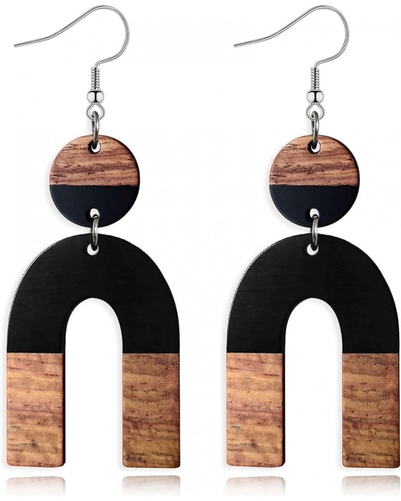 Wood Earrings for Women Trendy Teardrop Wooden Dangle Earrings Boho Bohemian Earrings Dangling Lightweight Statement Jewelry ...