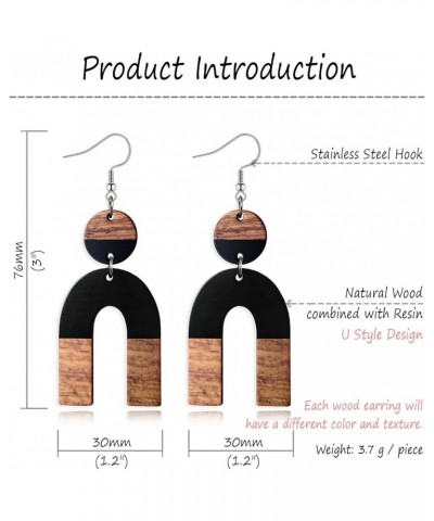 Wood Earrings for Women Trendy Teardrop Wooden Dangle Earrings Boho Bohemian Earrings Dangling Lightweight Statement Jewelry ...