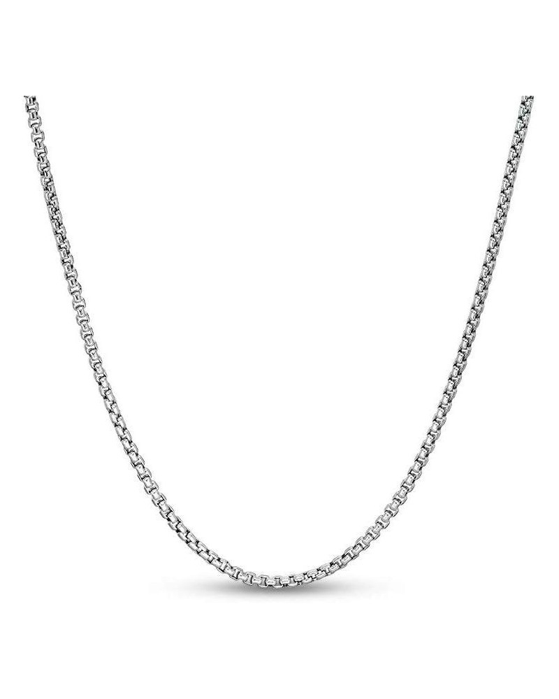 925 Sterling Silver Solid Round Box Link Chain Necklace - 925 Rhodium Necklace Chains 1.5MM - 3.5MM, Box Chain, Pendant Chain...