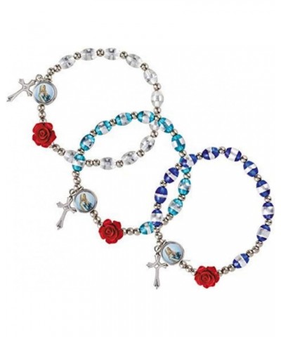 Red Rose Rosary Bracelet with Miraculous Medal and Cross Dangle, Pack of 3 $10.34 Bracelets