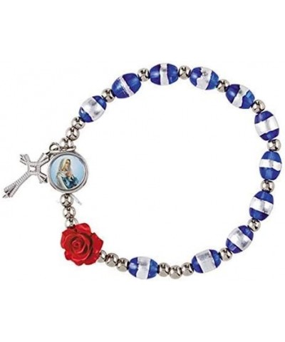 Red Rose Rosary Bracelet with Miraculous Medal and Cross Dangle, Pack of 3 $10.34 Bracelets