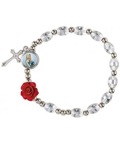 Red Rose Rosary Bracelet with Miraculous Medal and Cross Dangle, Pack of 3 $10.34 Bracelets