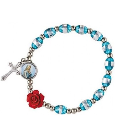 Red Rose Rosary Bracelet with Miraculous Medal and Cross Dangle, Pack of 3 $10.34 Bracelets