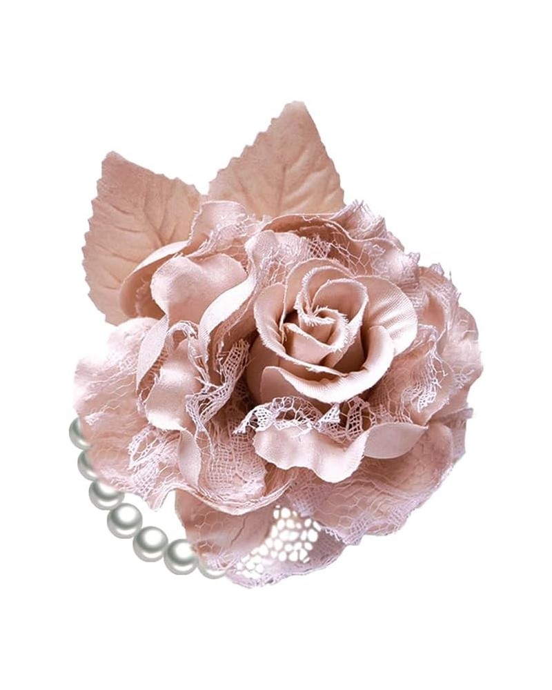 Fabric Rose Flower Brooch Pins Pearl Tassel Corsage Jewelry Lace Brooches Classic for Party Dance Wedding Banquet for Women B...