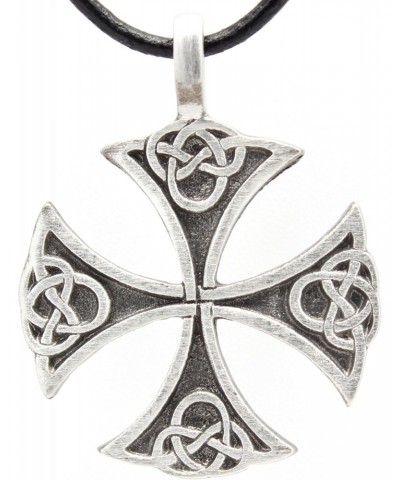 Pewter Classic Celtic Iron Cross Pendant on Leather Necklace $8.97 Necklaces