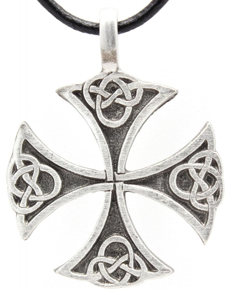 Pewter Classic Celtic Iron Cross Pendant on Leather Necklace $8.97 Necklaces