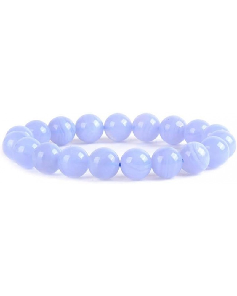 Gem Semi Precious Gemstone 10mm Round Beads Stretch Bracelet 7 Inch Unisex Blue Lace Agate $8.79 Bracelets