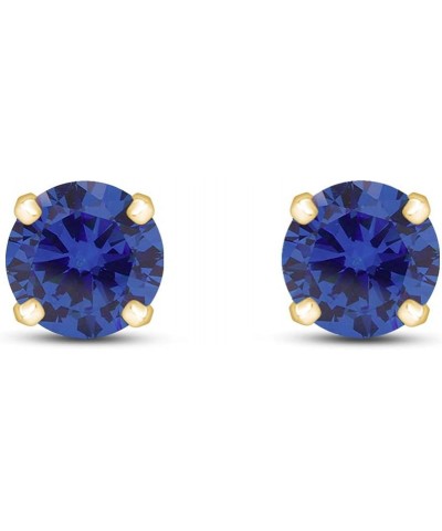 8mm Round Cut Stud Earrings in 14k Yellow Gold Over Sterling Silver Simulated Blue-Sapphire $20.24 Earrings