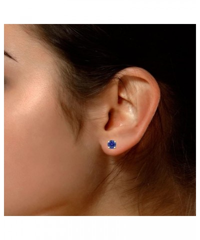 8mm Round Cut Stud Earrings in 14k Yellow Gold Over Sterling Silver Simulated Blue-Sapphire $20.24 Earrings