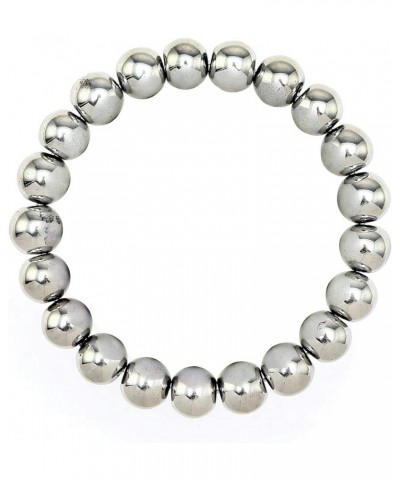 Silver Hematite Bracelet Smooth Round Size 10mm 8mm 7.5" Length 8mm $6.37 Bracelets