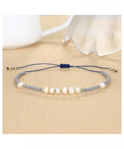 Women Pearls Bracelets Handmade Miyuki Beaded Strand Bracelets Charm Friendship Bracelets Gray 22B $9.50 Bracelets