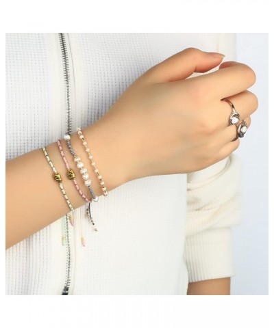 Women Pearls Bracelets Handmade Miyuki Beaded Strand Bracelets Charm Friendship Bracelets Gray 22B $9.50 Bracelets