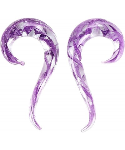 2 PC Glass Ear Tapers Plugs 8G-00G Seahorse Spiral Gauges Piercing Jewelry Set 0G(8mm) Purple $8.63 Body Jewelry