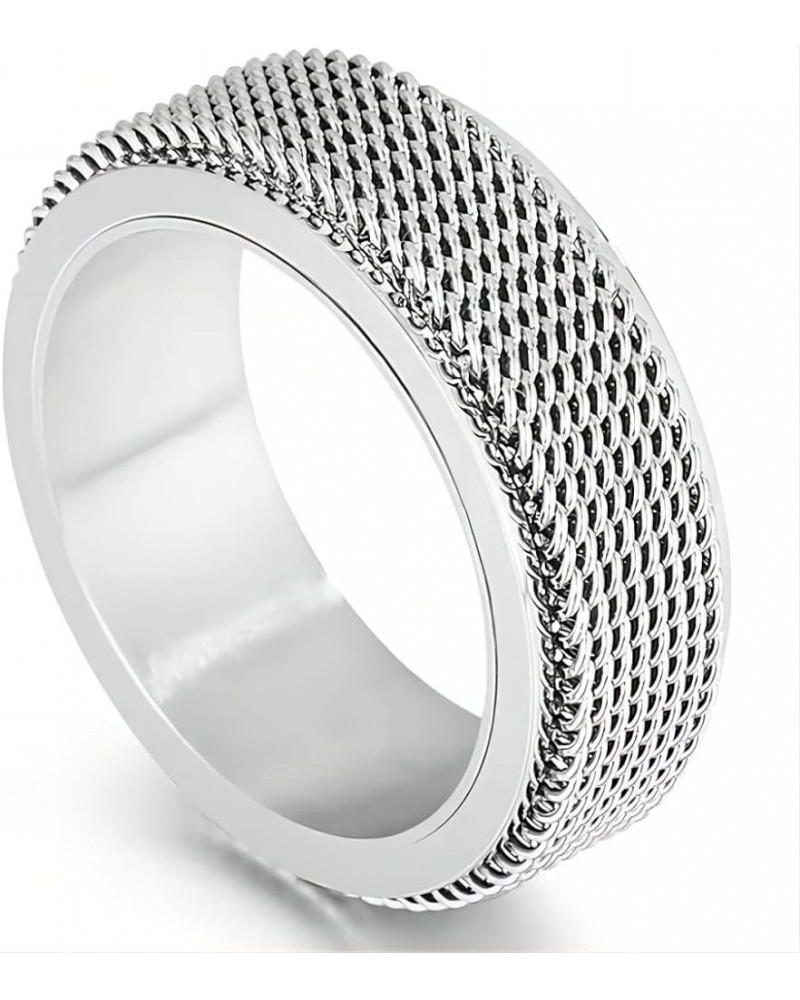 Spinner Ring for Men Woman,Gold Steel Black Titanium Steel Ring Personalized Woven Mesh,Size 5-12(8mm width) 9 steel $8.37 Rings