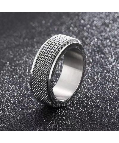 Spinner Ring for Men Woman,Gold Steel Black Titanium Steel Ring Personalized Woven Mesh,Size 5-12(8mm width) 9 steel $8.37 Rings