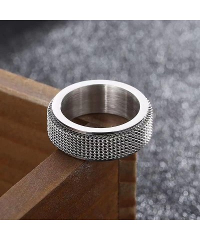 Spinner Ring for Men Woman,Gold Steel Black Titanium Steel Ring Personalized Woven Mesh,Size 5-12(8mm width) 9 steel $8.37 Rings