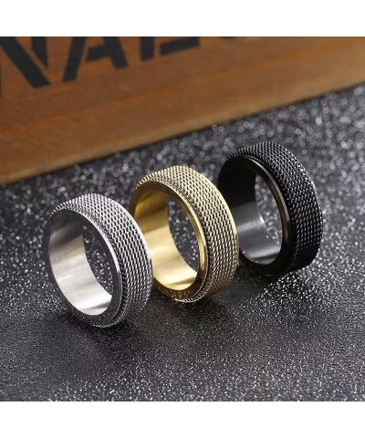 Spinner Ring for Men Woman,Gold Steel Black Titanium Steel Ring Personalized Woven Mesh,Size 5-12(8mm width) 9 steel $8.37 Rings