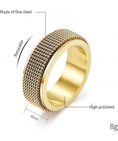 Spinner Ring for Men Woman,Gold Steel Black Titanium Steel Ring Personalized Woven Mesh,Size 5-12(8mm width) 9 steel $8.37 Rings