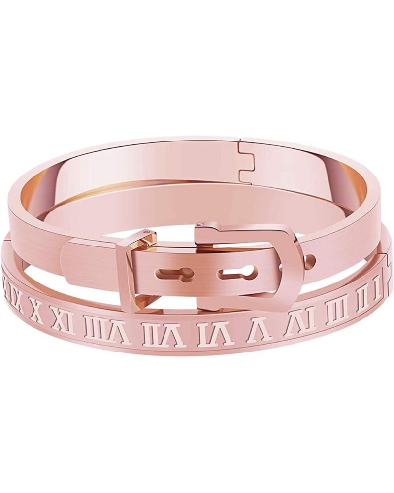 Gold Silver Rose Gold Plated Bracelets for Men Women Roman Numeral Bangle Bracelet Stainless Steel Personalized Engraved Unis...