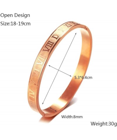 Gold Silver Rose Gold Plated Bracelets for Men Women Roman Numeral Bangle Bracelet Stainless Steel Personalized Engraved Unis...