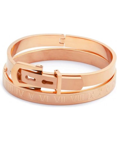 Gold Silver Rose Gold Plated Bracelets for Men Women Roman Numeral Bangle Bracelet Stainless Steel Personalized Engraved Unis...