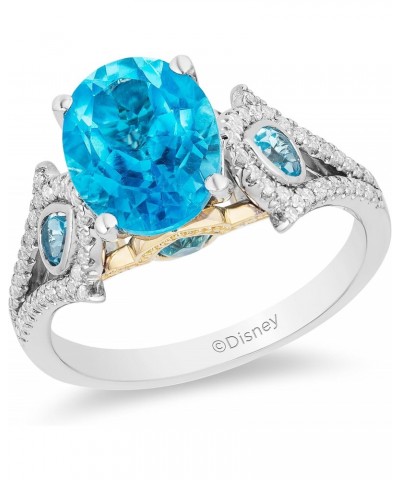 Enchanted Disney Fine Jewelry 14K White Gold and Yellow Gold with 1/5 CTTW Diamond and Swiss Blue Topaz Jasmine Ring $580.05 ...