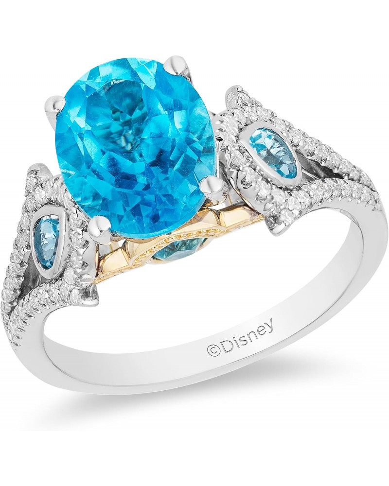 Enchanted Disney Fine Jewelry 14K White Gold and Yellow Gold with 1/5 CTTW Diamond and Swiss Blue Topaz Jasmine Ring $580.05 ...