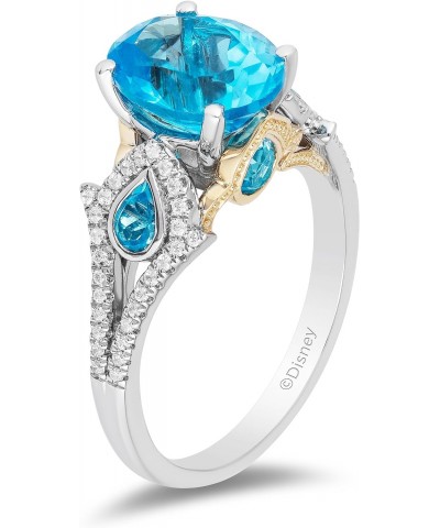 Enchanted Disney Fine Jewelry 14K White Gold and Yellow Gold with 1/5 CTTW Diamond and Swiss Blue Topaz Jasmine Ring $580.05 ...