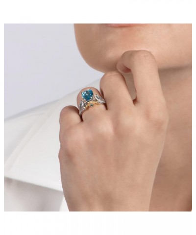 Enchanted Disney Fine Jewelry 14K White Gold and Yellow Gold with 1/5 CTTW Diamond and Swiss Blue Topaz Jasmine Ring $580.05 ...