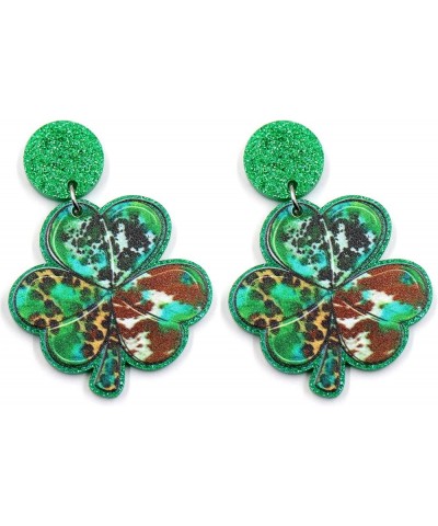 St Patricks Day Earrings Gifts Green Acrylic Shamrock Earrings for Women Sparkly Lucky Irish Earrings Holiday Earrings St Pat...