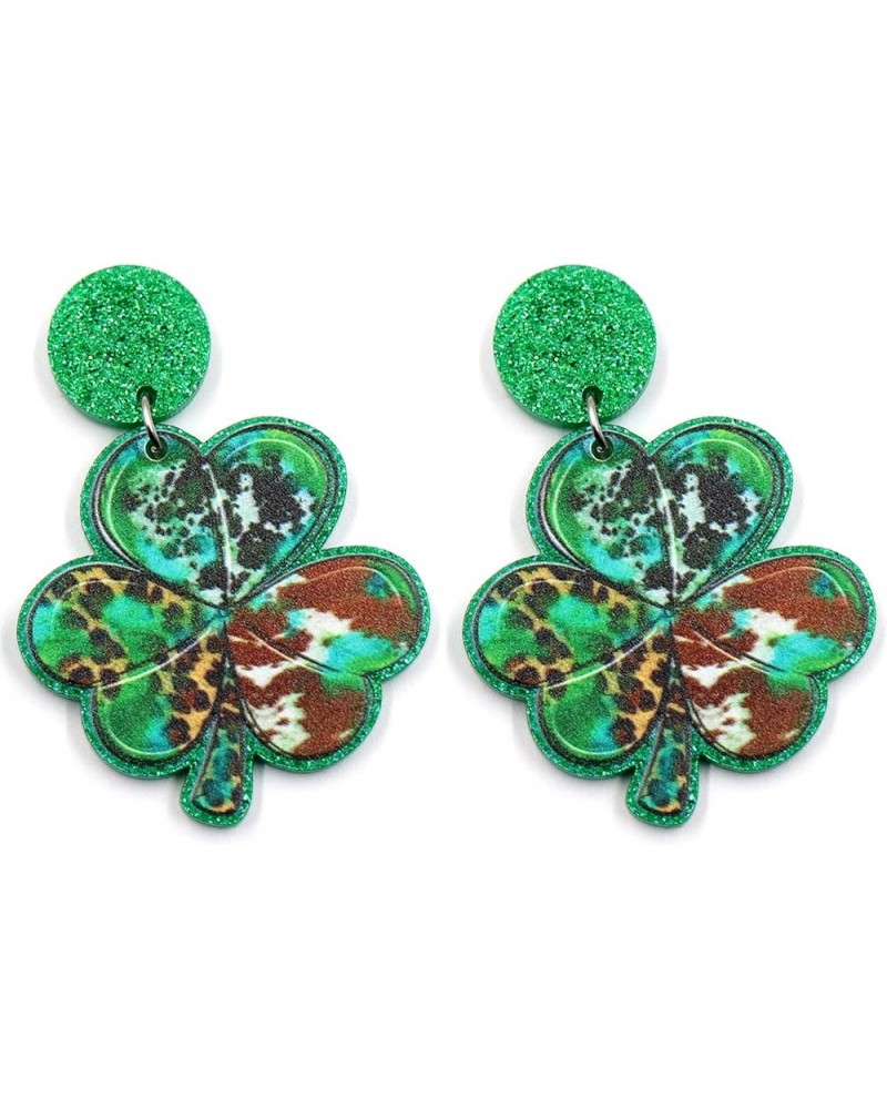 St Patricks Day Earrings Gifts Green Acrylic Shamrock Earrings for Women Sparkly Lucky Irish Earrings Holiday Earrings St Pat...