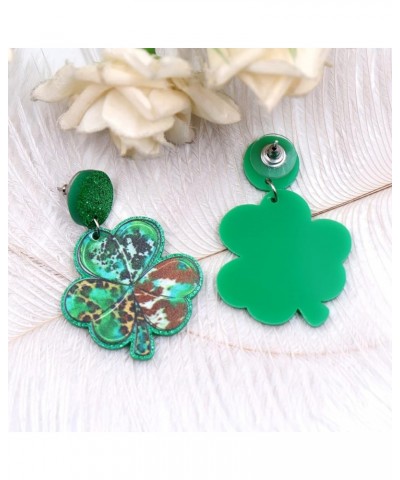 St Patricks Day Earrings Gifts Green Acrylic Shamrock Earrings for Women Sparkly Lucky Irish Earrings Holiday Earrings St Pat...