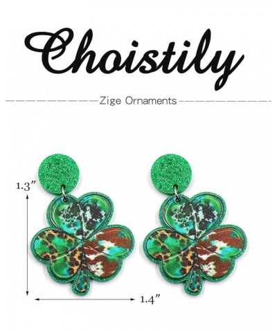 St Patricks Day Earrings Gifts Green Acrylic Shamrock Earrings for Women Sparkly Lucky Irish Earrings Holiday Earrings St Pat...