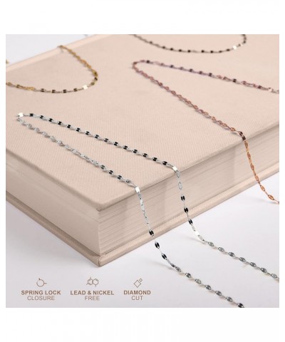 18K Solid Gold 2.0MM Diamond Cut Mirror Chain Necklace and Anklet - Unisex Sizes 10"-30 16 White $57.15 Necklaces