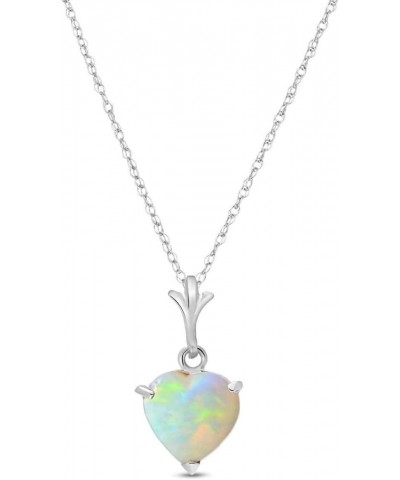 14k White Gold Heart-shaped Natural Opal Pendant Necklace 14.0 Inches $69.62 Necklaces