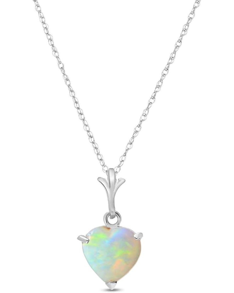 14k White Gold Heart-shaped Natural Opal Pendant Necklace 14.0 Inches $69.62 Necklaces