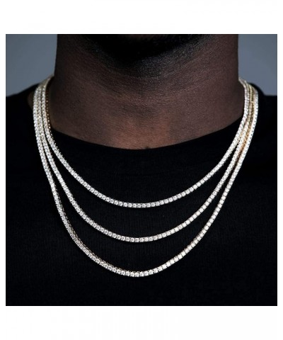 4MM Gold Plated Tennis Necklace Iced Out Crystal Lab CZ Diamond Bling Tennis Link Chain White Silver Choker Jewelry for Men W...