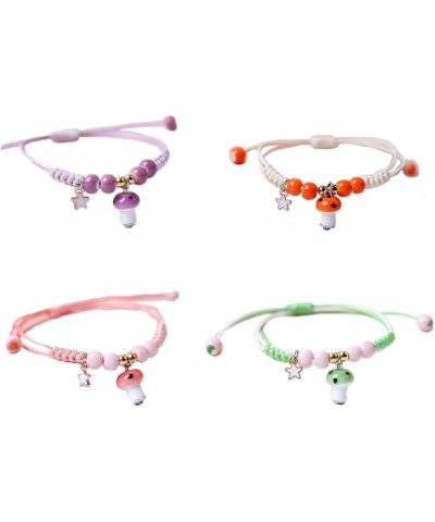 4Pcs Cute Mushroom Anklet Colorful Beaded Bracelets Luck String Rope Chain Braided Bracelet Friendship Jewelry for Women Men ...