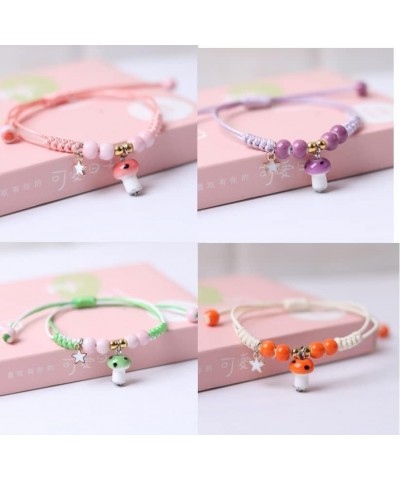 4Pcs Cute Mushroom Anklet Colorful Beaded Bracelets Luck String Rope Chain Braided Bracelet Friendship Jewelry for Women Men ...