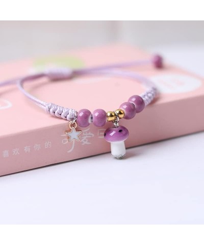 4Pcs Cute Mushroom Anklet Colorful Beaded Bracelets Luck String Rope Chain Braided Bracelet Friendship Jewelry for Women Men ...