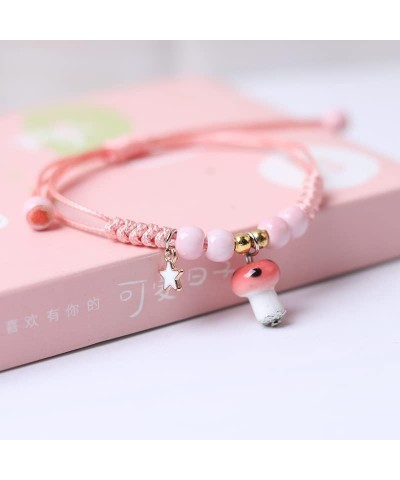 4Pcs Cute Mushroom Anklet Colorful Beaded Bracelets Luck String Rope Chain Braided Bracelet Friendship Jewelry for Women Men ...