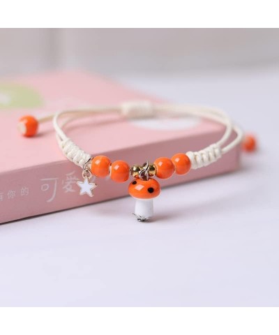 4Pcs Cute Mushroom Anklet Colorful Beaded Bracelets Luck String Rope Chain Braided Bracelet Friendship Jewelry for Women Men ...